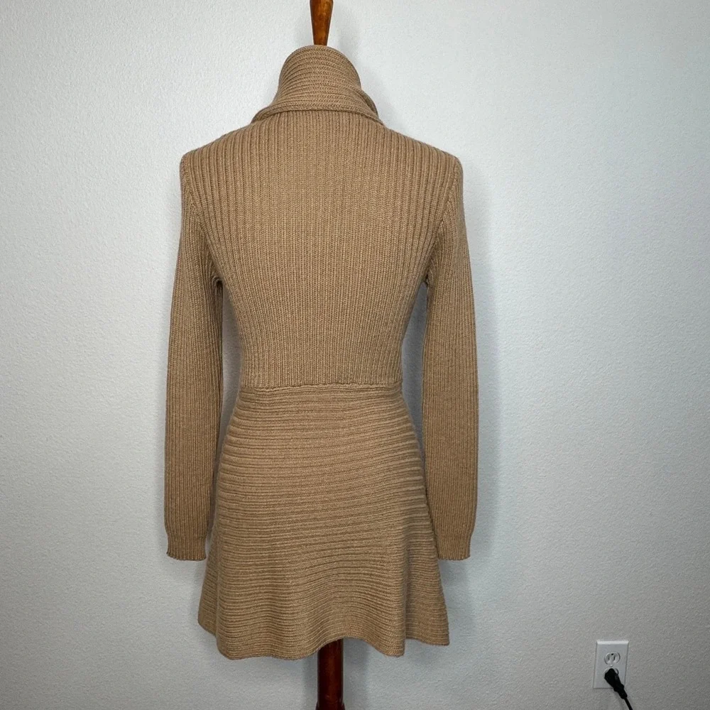 ALICIA PERU Alpaca Pima Cotton Blend Open Front Cardigan‎ Sweater SMALL Tan